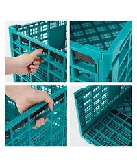 gaomon Stackable Collapsible Heavy Duty Plastic Storage Organizer Crate for Outdoor Office, Home, School, Camping