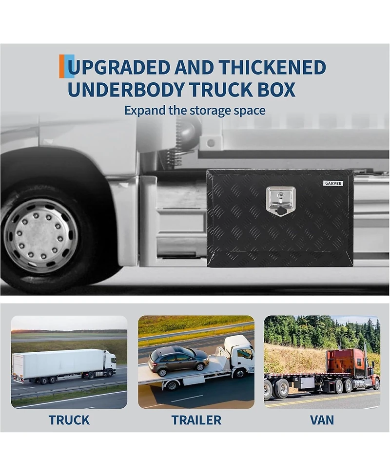 gaomon Heavy Duty 36" x 14" x 16" Aluminum Underbody Truck Tool Box, Outdoor Lockable Diamond Plate Storage Box