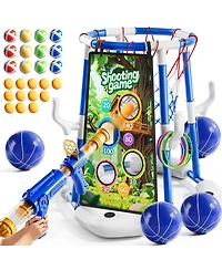 Gnuadz 4-in-1 Pool Basketball Hoop Floating Ring Game With Balls Air Pump Launcher For Kids