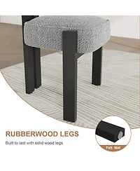 homfan -Piece Upholstered Boucle Dining Chair Set with Ergonomic Curved Back and Rubberwood Legs