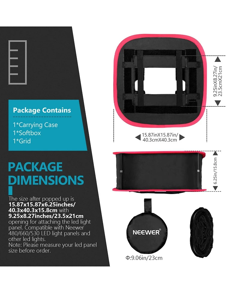 Neewer Photo Studio Light Box with 8.3 in, 530 Led for Neewer