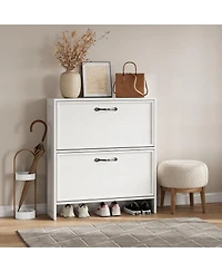 gaomon Shoe Cabinet with 2 Flip Drawers, Freestanding Shoes Rack for Entryway Hallway
