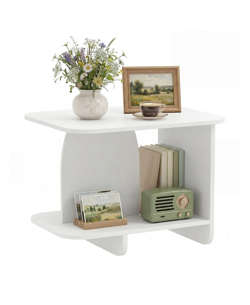 Slickblue Multi-Functional End Table with Storage Shelf, 2-Tier Design for Small Spaces