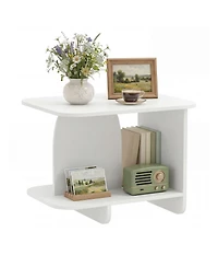 Slickblue Multi-Functional End Table with Storage Shelf, 2-Tier Design for Small Spaces