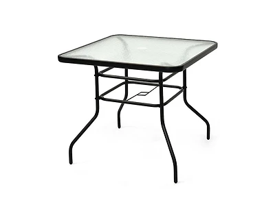 Mondawe 32 Inch Patio Tempered Glass Steel Frame Square Table
