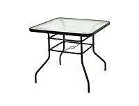 Mondawe 32 Inch Patio Tempered Glass Steel Frame Square Table