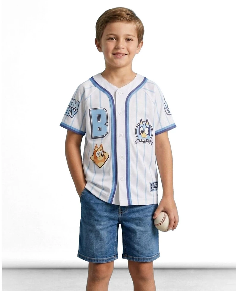 Bluey Toddler Boys' (2T - 4T) Athletic Button-Down Baseball Jersey