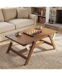 Slickblue Rustic Farmhouse Coffee Table with Decorative Nailhead Accents for Living Room