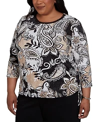 Alfred Dunner Plus Paisley Neutrals Knit Top