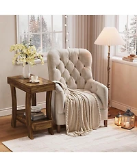 Tribesigns Narrow Side Table: 2-tier with wood legs. Small nightstand for bedroom, living room, small spaces