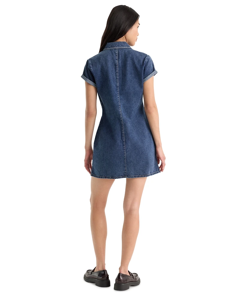 Good American Women's Collared Denim Polo Dress