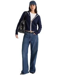 Good American Women's Knit Sailor Zip-Up Sweater