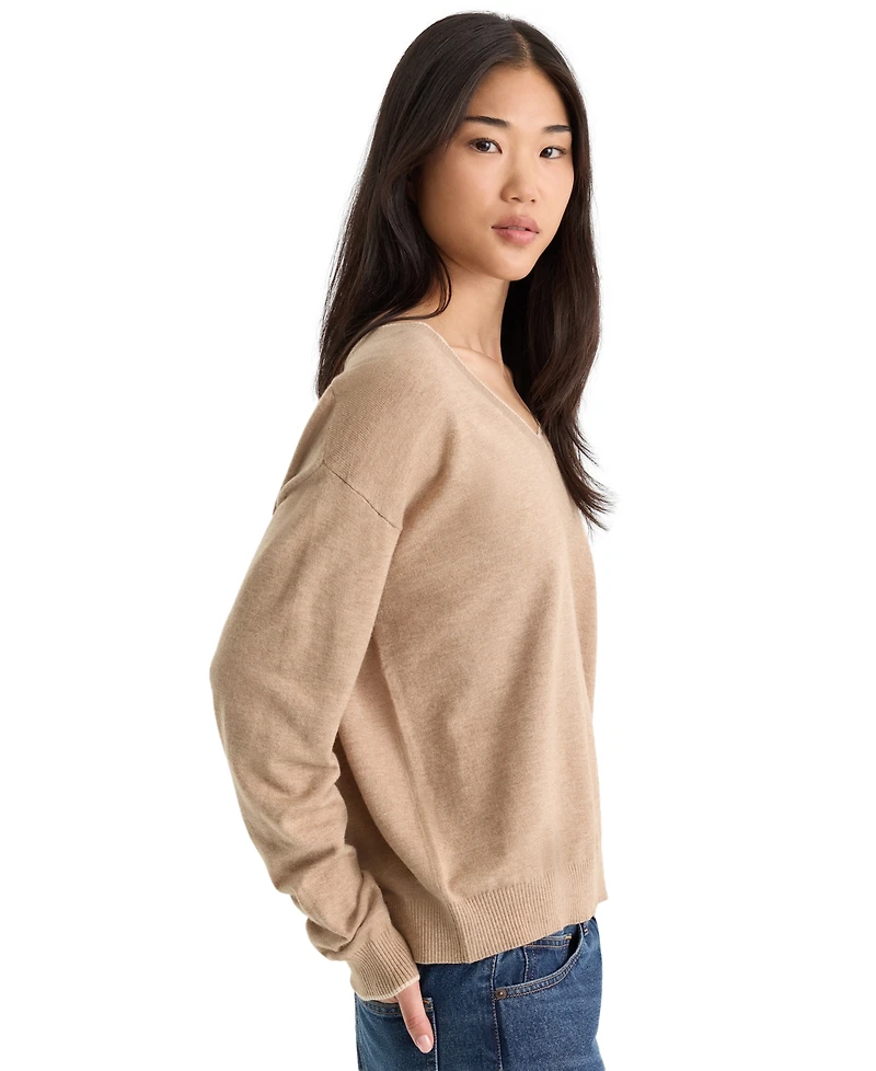 Good American Women's Cozy V-Neck Pull-On Sweater