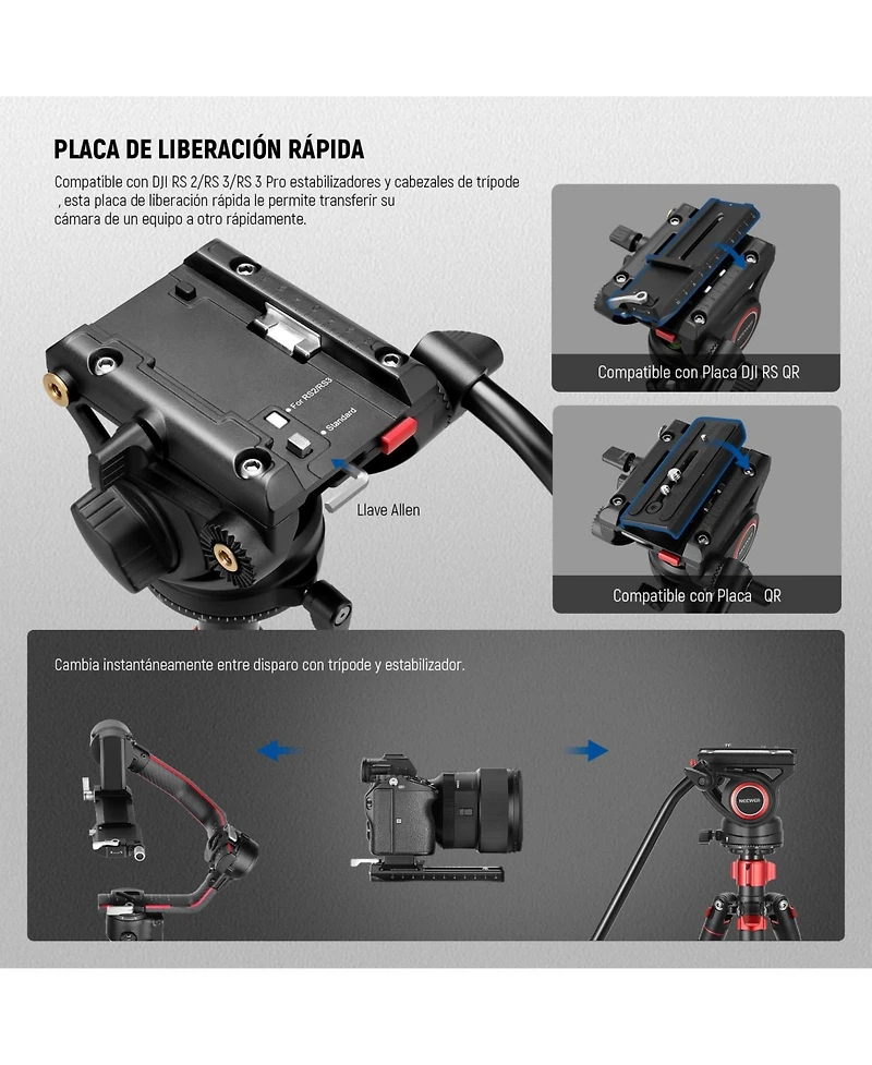 Neewer TP72A Camera Tripod with 13.2lb, 6kg for Dji Rs Gimbal