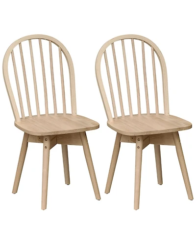 Slickblue Set of 2 Swivel Windsor Dining Chairs Solid Rubber Wood Construction