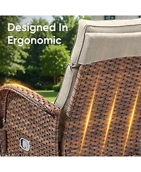 Pocassy Outdoor Recliner Chair for Patio, Wicker Reclining with Adjustable Backrest, Rattan Rocker Armchair Side Table