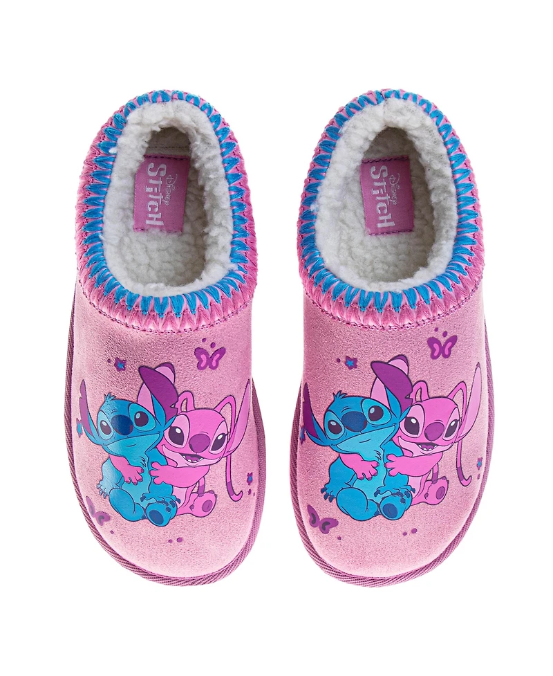 Disney Little Girls Stitch and Angel Plush Lined Slippers 2-13 Cozy Soft Warm Non Slip Sole Indoor Comfort
