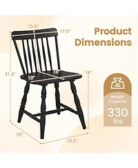 Slickblue Set of 2 Windsor Dining Chairs with Curved Spindle Backrest