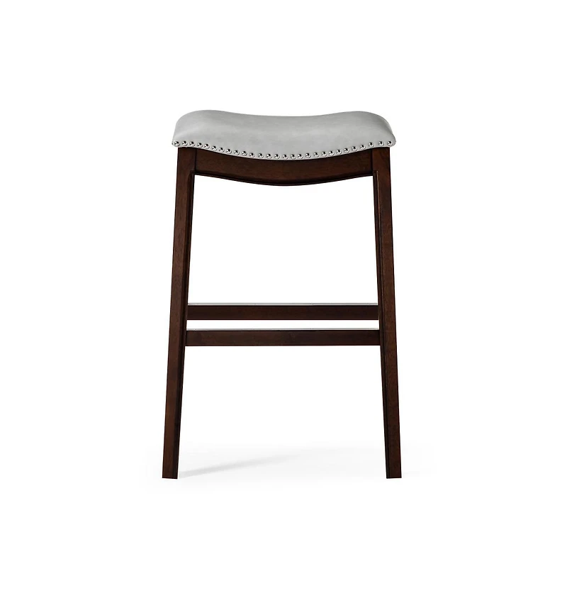 HomeRoots 31" Faux Leather and Solid Wood Backless Bar Height Bar Chair