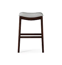 HomeRoots 31" Faux Leather and Solid Wood Backless Bar Height Bar Chair