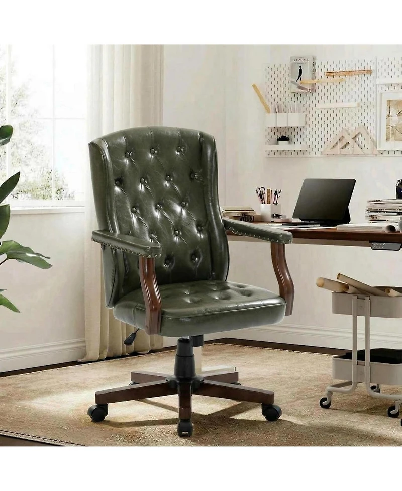 homfan Ergonomic Executive Office Chair with Faux Leather, Wing Back Design, Adjustable Height and Swivel Function, Home Office Desk Chair