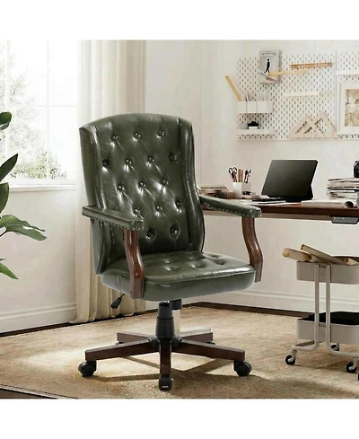 homfan Ergonomic Executive Office Chair with Faux Leather, Wing Back Design, Adjustable Height and Swivel Function, Home Office Desk Chair