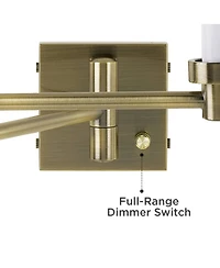 Barnes and Ivy Modern Swing Arm Wall Lamp Antique Brass Plug-In Light Fixture Burlap Drum Shade Bedroom Bedside Reading