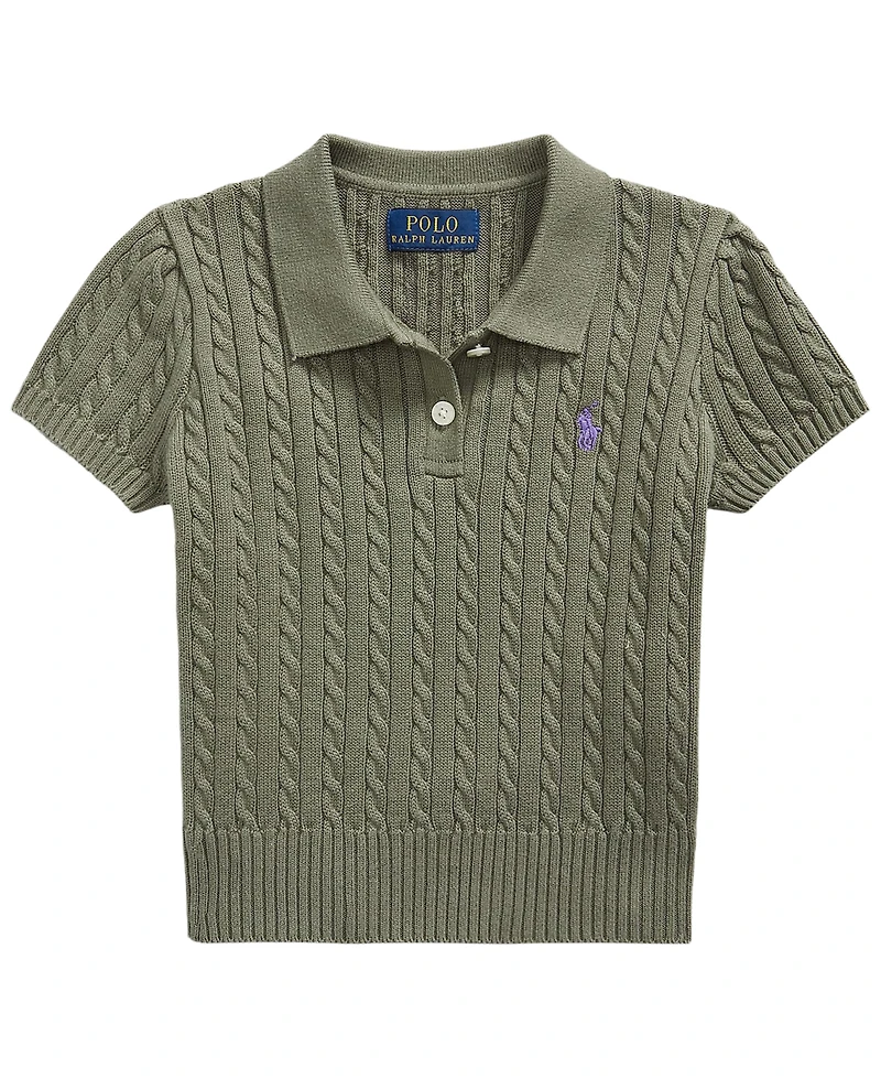 Polo Ralph Lauren Girls' 2T-6X Mini-Cable Short-Sleeve Sweater