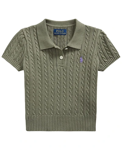 Polo Ralph Lauren Girls' 2T-6X Mini-Cable Short-Sleeve Sweater