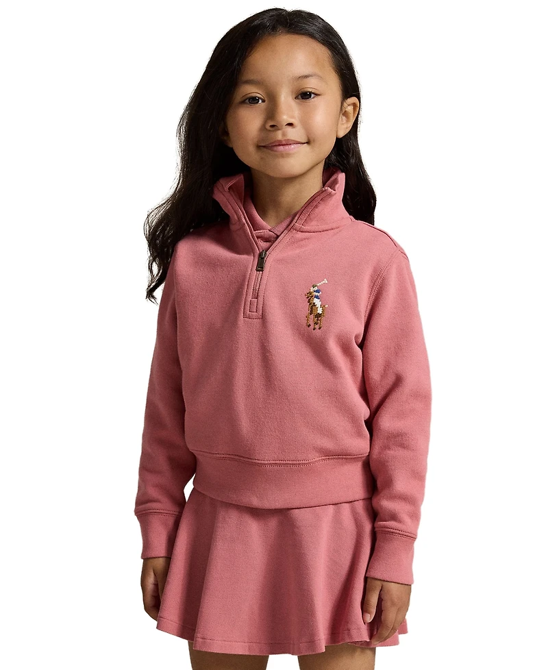 Polo Ralph Lauren Girls' 2T-6X Quarter-Zip Long-Sleeve Sweatshirt