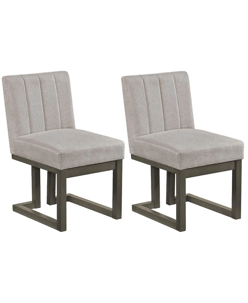 Slickblue Set of 2 Farmhouse Fabric Dining Chairs with Thick Cushioned Seat