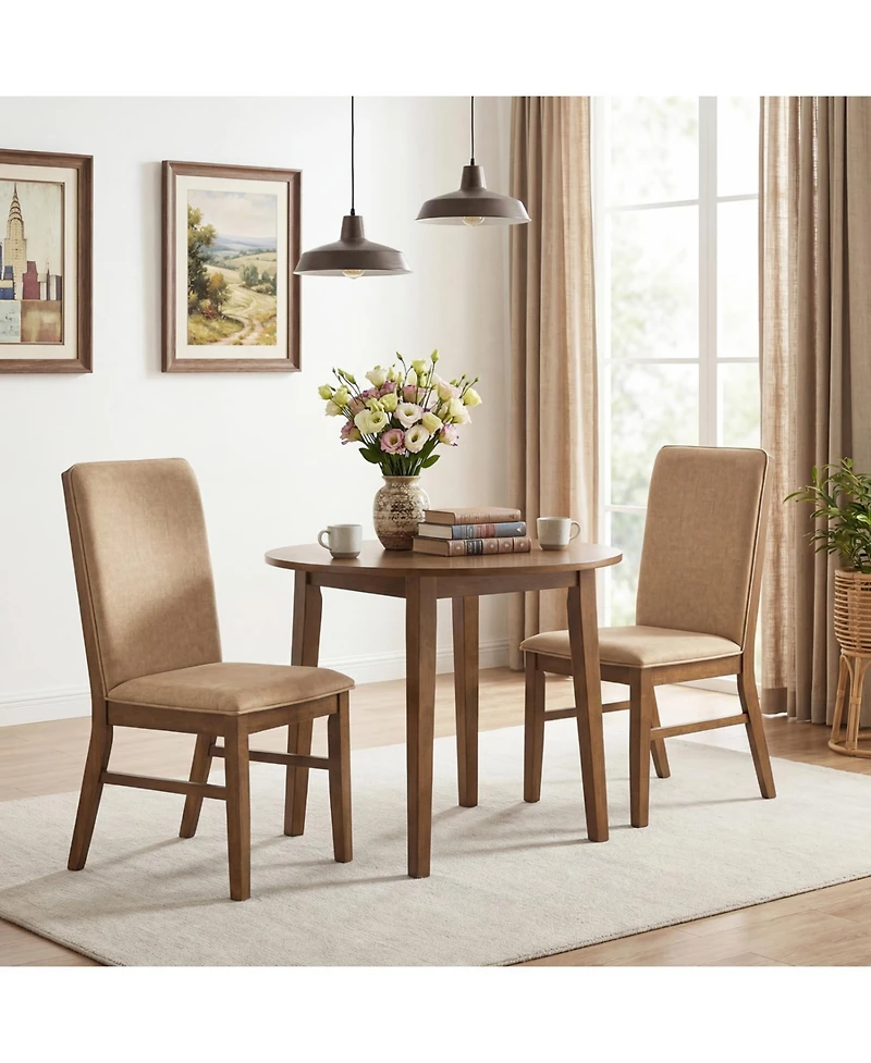 Slickblue Upholstered Dining Chairs Set of 2 with Rubber Wood Legs