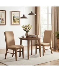 Slickblue Upholstered Dining Chairs Set of 2 with Rubber Wood Legs