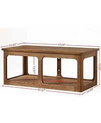Tribesigns Rectangle Coffee Table, 47.24-Inch Solid Wood Center Table with 2-Tier Storage Shelf, Easy Assembly