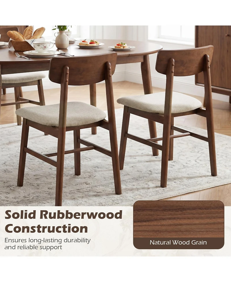 Slickblue Solid Rubber Wood Dining Chairs Set of 4 with Curved Backrest-Walnut