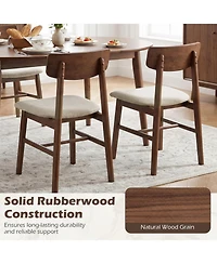 Slickblue Solid Rubber Wood Dining Chairs Set of 4 with Curved Backrest-Walnut
