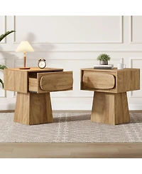 Tribesigns End Table Set of 2, with Storage Drawer, Nightstand Bedside with Handle, Easy Assembly