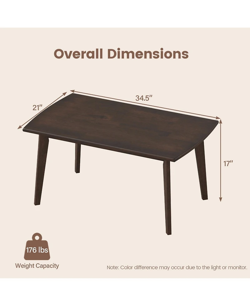 Slickblue Modern Solid Wood Coffee Table with Tapered Legs for Living Room