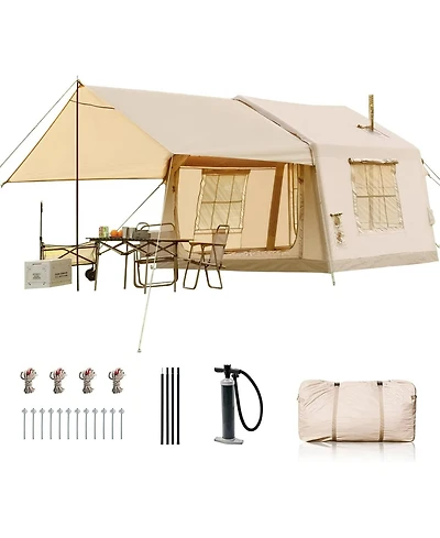 Aboron 4-Season Inflatable Camping Tent - Easy Setup Blow Up Tent with Hand Pump, Windproof and Breathable - Fits 2-8 People