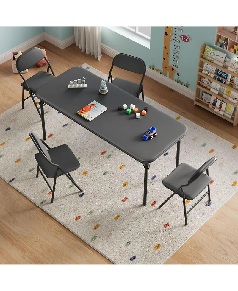 gaomon 5-Piece Kids Folding Table and Chairs Set - Activity & Dining Furniture for Boys Girls, Ideal Daycare or Playroom