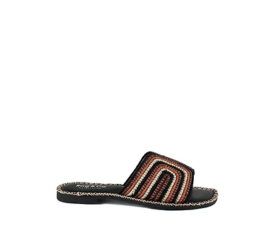 Kente Patterned Raffia Slip-On Flats