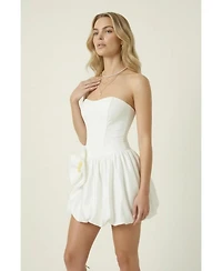 Modenaire Women's Strapless Corset 3D Floral-Accent Bubble-Skirt Dress