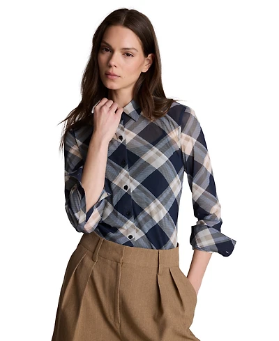 Kenneth Cole Women's Button-Front Mesh Shirt
