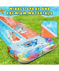Aofar 40FT Double Slip Water Slide Bodyboard Crash Pad Outdoor Party