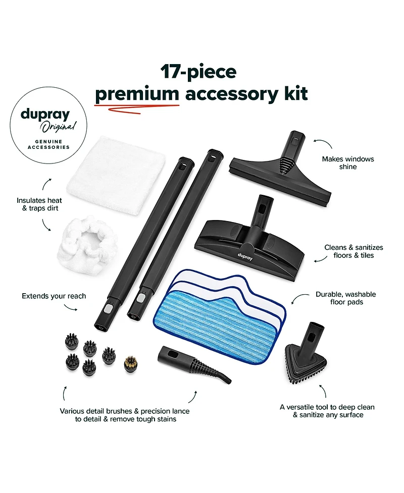 Dupray Neat Steam Cleaner Multi-Purpose Heavy-Duty Steamer for Floors, Cars, Home Use and More