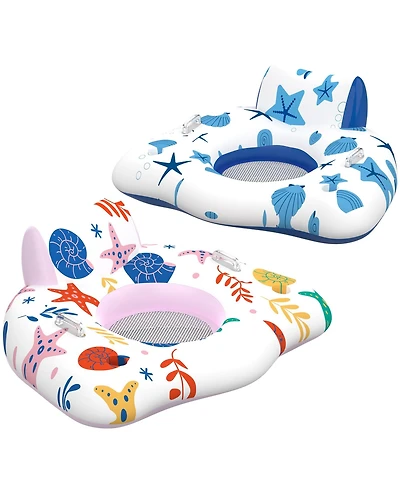 Aofar 2pcs Inflatable Pool Lounge Chair With Cup Holder