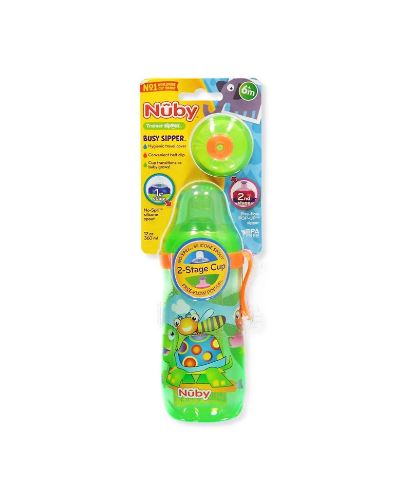 Nuby Busy Sipper, 2 Stage Cup, No Spill Spout & Pop Up Sipper