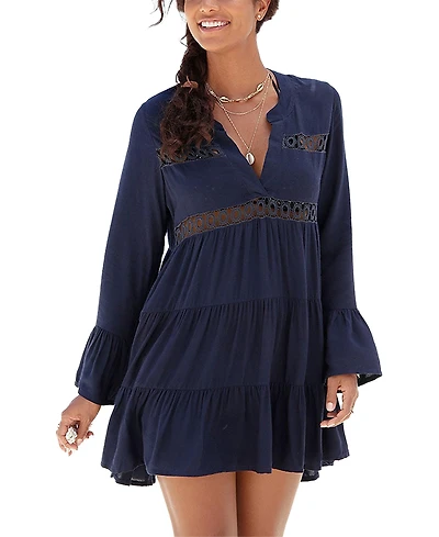 Lascana Women's Flowy Flared Sleeve Dress