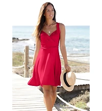 Lascana Women's Sleeveless Wrap Look Dress