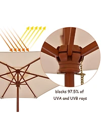Gymax Children Outdoor 4 Seat Kids Picnic Table Bench with Folding Umbrella